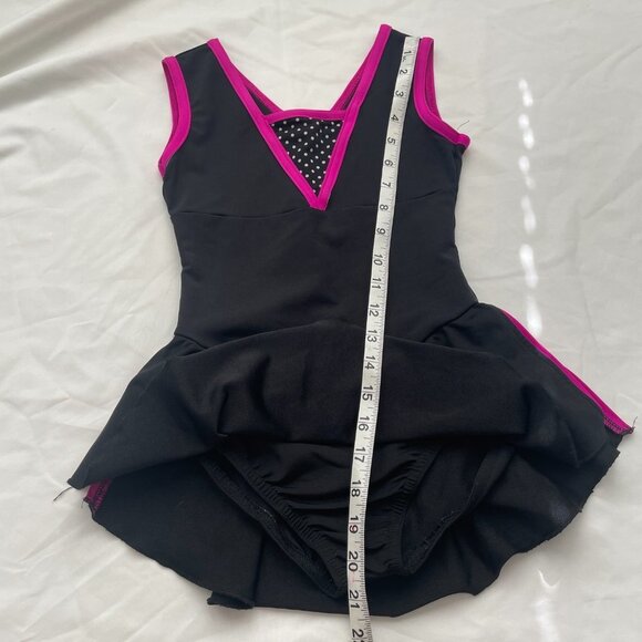 Unicorn Sports Girls Black Pink Gymnastics Dance Leotard Dress Skirt Kids Size 6 - Picture 4 of 6